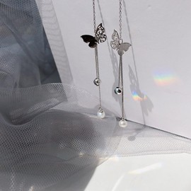 925 Sterling Silver Spiral Threader Earrings for Women Butterfly Earrings Handmade Twisted Pull Through Earrings for Women