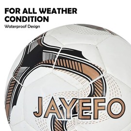 Jayefo Pro Foot Ball - Soft Touch Feel, Hugely Durable, Ideal for Training & Matches, Suitable for All Grounds, for Boys, Teens & Footballers of All Ages | Gold