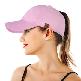 Ponytail Baseball Cap - Mesh Cap Classic Plain Hat, Sun Messy High Bun Cap Adjustable Pony Caps, Sports Casual Trucker Hats Cap for Women (Pink)