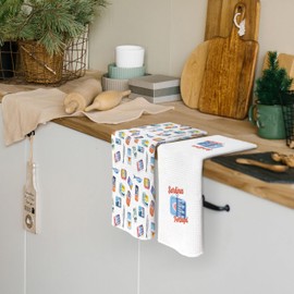 Pugwak Sardine Fishing Kitchen Dish Towels 16x24 Inch Set of 2, Fish Themed Gifts for Women, Coastal Beach Sardine Tin Decorative Hand Towel Tea Towels for Kitchen Bathroom