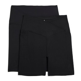 Danskin Women's 2-Pack 7" Active Bike Shorts, Black/Black, Small