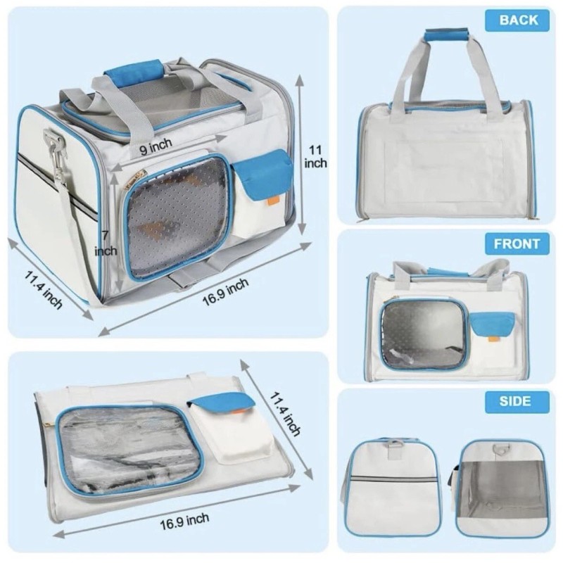 Soft Side Pet Carrier For Small Animals, Cats And Small
