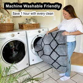 ONASAR 6x9 Area Rugs for Living Room Bedroom, Washable Large Fluffy Grey and Black Throw Rug, Geometric Soft Plush Shaggy Fuzzy Floor Carpet for Nursery Kids Girls Boys Teen Dorm Home Office Decor