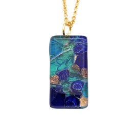 Handmade Murano Glass Pendant, Murano Glass Jewellery from Venice Italy, Millefiori on Gold Leaf, 3cm x 1.5cm (Lisa)