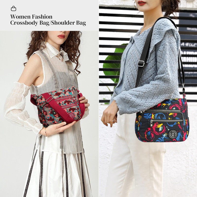 YYW Cross Body Bag Women Multi Pocket Lightly Nylon Messenger