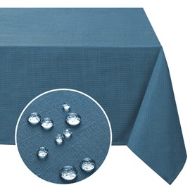 FantasDecor Rectangle Linen Table Clothes for Rectangular Tables Wrinkle Resistant Waterproof Fabric Cover for Dining Room and Outdoor Use, Ink Blue, 60 x 84 Inch