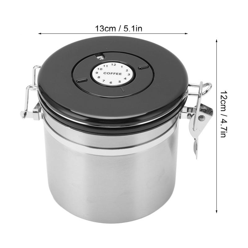 Coffee Bean Storage Stainless Steel Airtight Container Coffee with 30ml