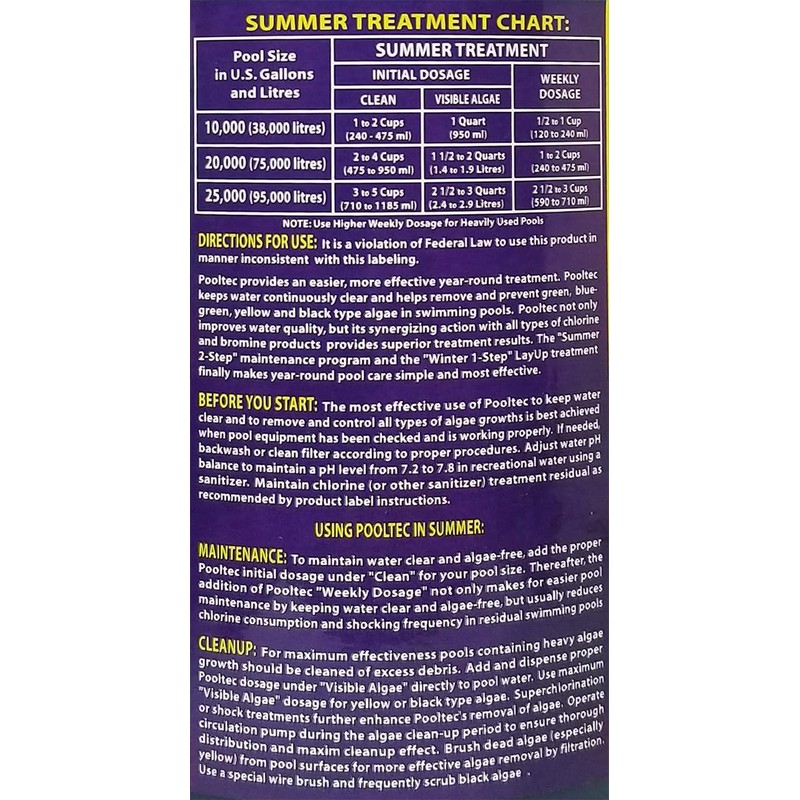 EasyCare 36664 PoolTec Winter Lay-Up Pool Treatment, 64 oz. Bottle