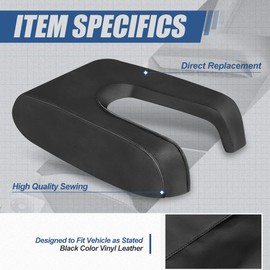 Auto Dynasty Center Console Armrest Cover Compatible with Toyota Tundra 14-19, Stitched Synthetic Vinyl Leather, Black