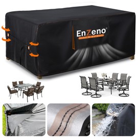 Enzeno Garden Furniture Cover, Waterproof Tarpaulin Garden Furniture (Black, 170 x 94 x 74 cm)