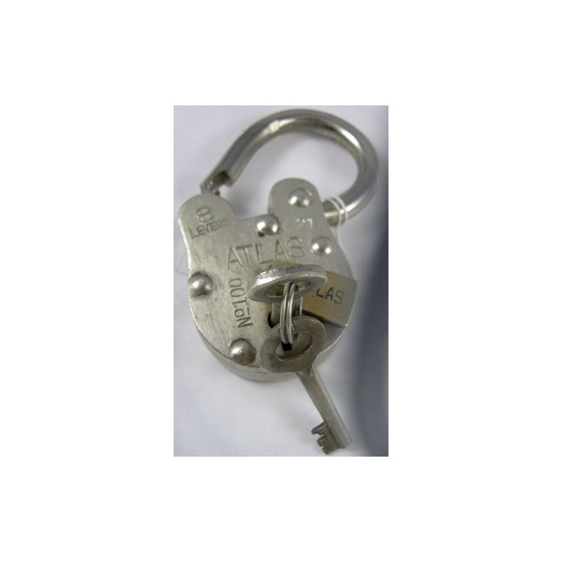 Large Iron Antique Style Replica Atlas Padlock with 2 Keys