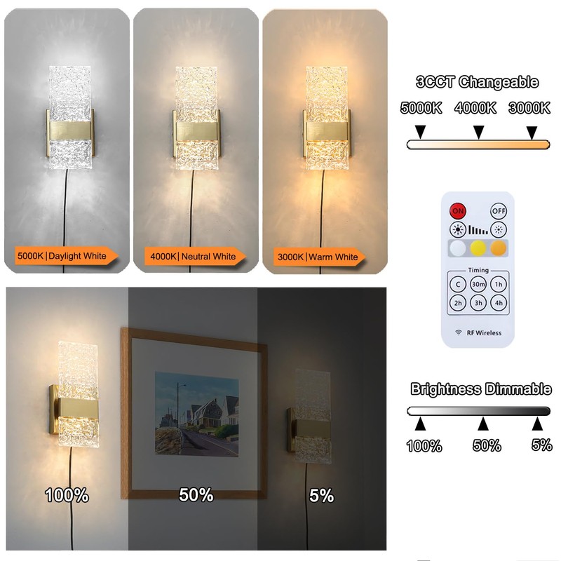 Plug in Wall Sconce Set of 2 - Small Gold