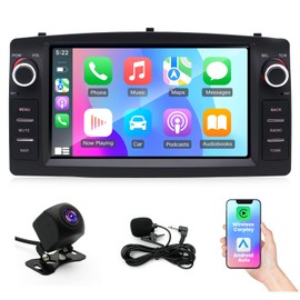 Car Stereo Radio for Toyota Corolla E120 2000-2006 4+64G 7" IPS Touch Screen Radio with Wireless Carplay/Android Auto/GPS Navigation/Wi-Fi/Bluetooth SWC/Mirror Link/Backup Camera/FM/Mic