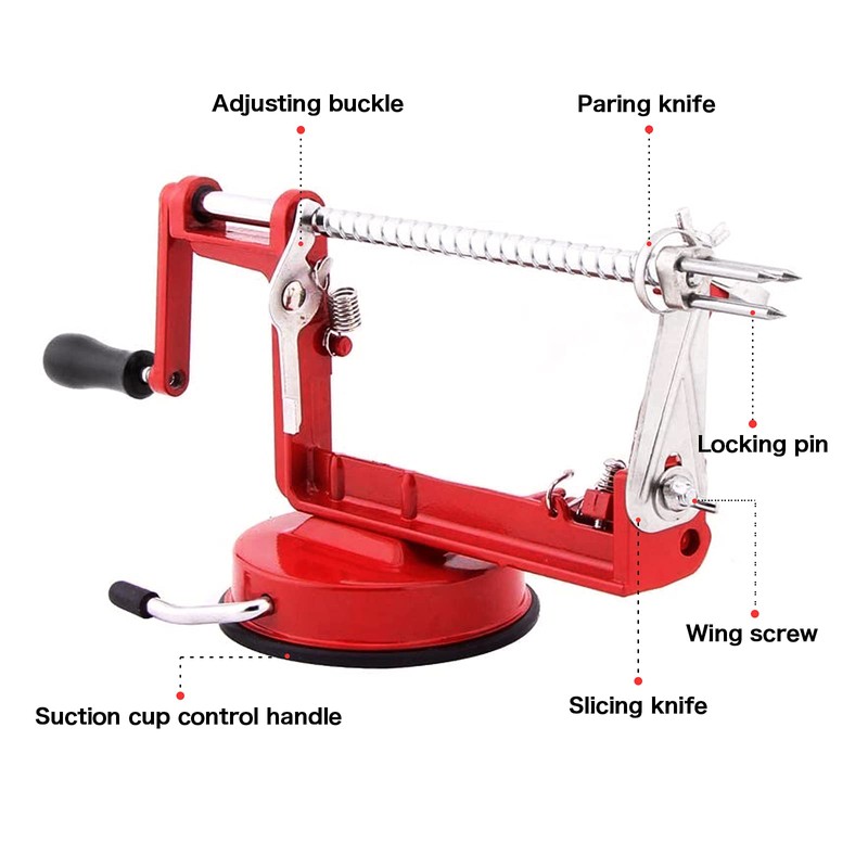 Apple Peeler Corer, Long lasting Chrome Cast Iron Apple Peeler