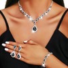 JAKAWIN Bridal Wedding Jewelry Set Rhinestone Prom Necklace Earring Set