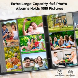 1000 Pocket Photo Album 4x6 Luxe Leather PU Cover, Holds 1000 Horizontal and Vertical Photos, Acid-Free Non-Stick Pages with Front Window, Perfect for Wedding Family Baby Memories(White)
