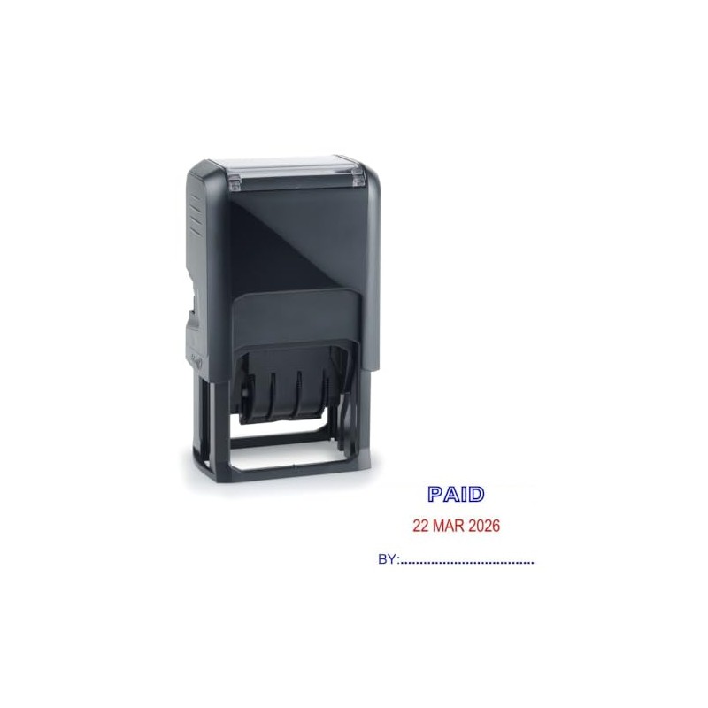 Paid Date Stamp - Self Inking Dual Red/Blue Stamper -
