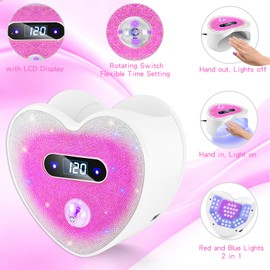 UV LED Nail Lamp, Professional Nail Dryer with Smart Sensor & 45 LED Beads, Rhinestones Diamond Design ‌Gel Light‌, Fast Curing for Gel Polish, Curing Lamp for Salon & Home, Pink