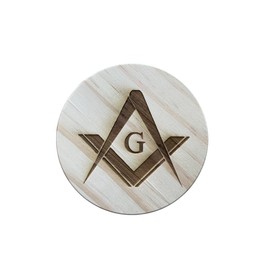 Ashton and Finch Masonic with G Coaster – Wooden Masonic Gift – Handcrafted Wooden Coaster for Freemasons