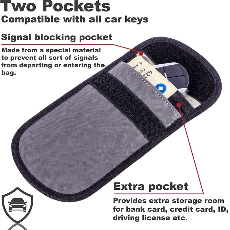 Car Key Signal Blocker & 2 Dual Layer Pouches Value