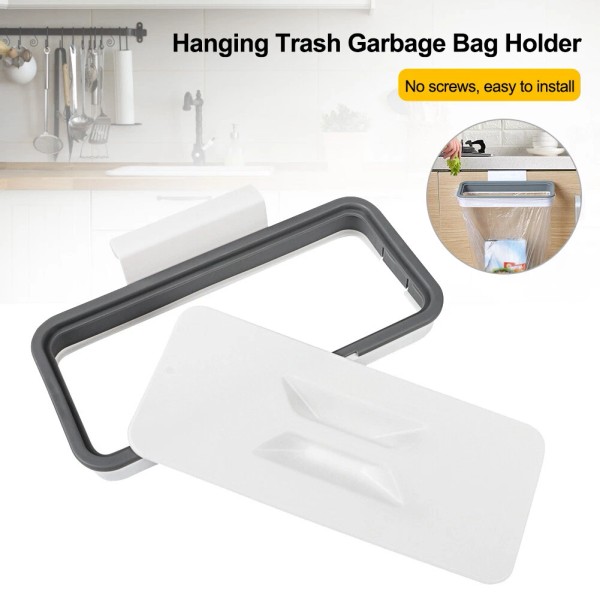 Unbranded Trash Bag Holder Hanging Garage Plastic Bag Rack w/Lid