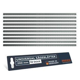Presch Universal Saw Blades 200 mm – Pack of 10 for Durable Performance – Ideal for a Wide Range of Materials – Accurate Cutting Performance Thanks to Sharp Teeth – Suitable for PRESCH Hacksaw 200 mm