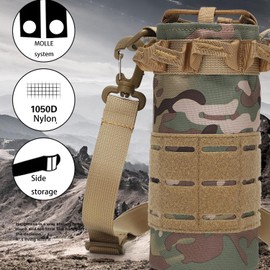 YIUWLMN Tactical Molle Water Bottle Pouch Travel Mesh Water Bottle Bag with Drawstring Open Top& Breathable bottom,molle water bottle holder with strap Sports Water Bottle Pouch Bag