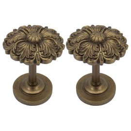 MERIVILLE Set of 2 Fleur Window Drapery Medallion Holdbacks, Curtain Tiebacks, Wall Hook, Tassel Holder, Renaissance Gold