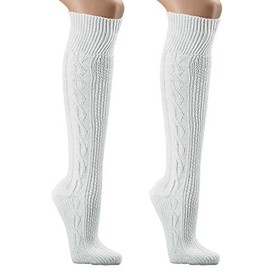 krautwear Men's Women's Traditional Costume Socks Knee-High Socks, White -