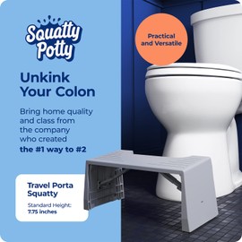 Squatty Potty Porta Traveler Foldable Toilet Stool for Travel, 7" Height, Gray