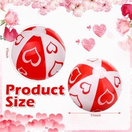 Wettarn 24 Pcs Valentine Day Beach Balls Bulk Valentine Inflatable Plastic Heart Party Decoration Exchange Cute Party Favor for Outdoor Wedding Decor