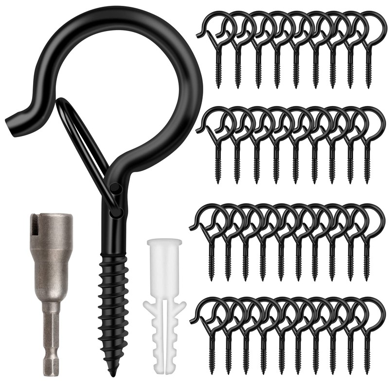 Q Hangers 100 Pack Screw-in Hooks for Outdoor String Lights,