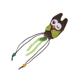 Nobby Plush Owl with Wooden Ball, Green, 25 cm, Pack of 1