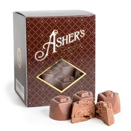 Asher's Chocolates Dubai Truffles, Milk Chocolate Truffles with Pistachio Kernels, Sweet and Salty Candy, Individually Wrapped in Asher's Gift Box (8oz)