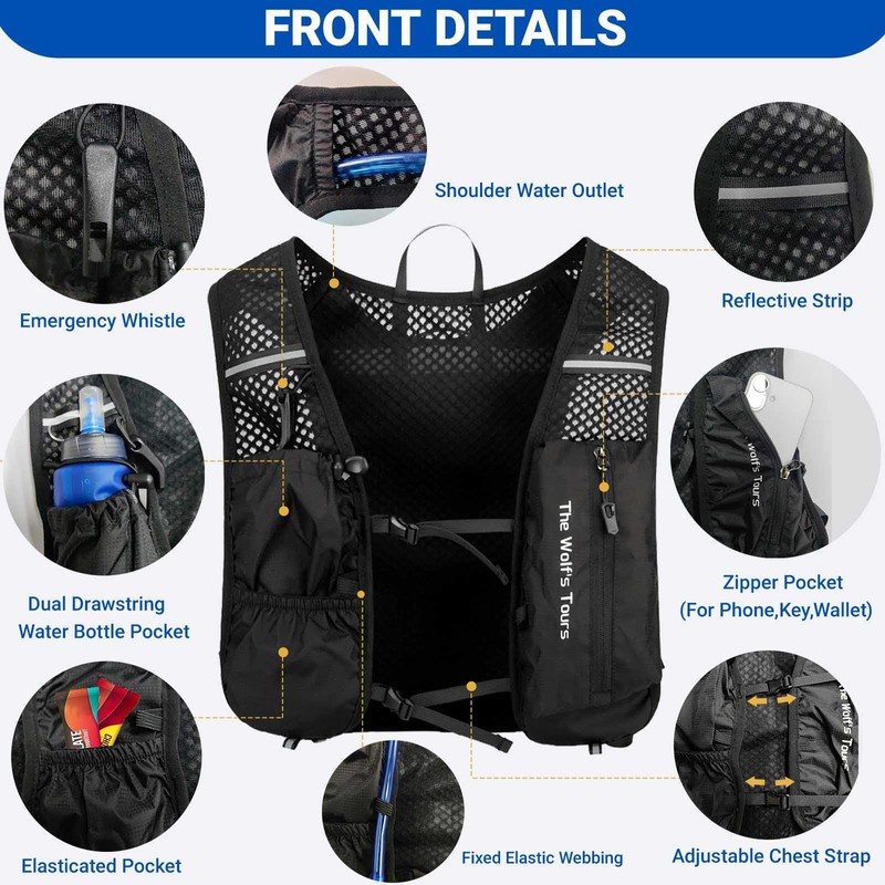 Running Vest Hydration Backpack Men Women, Lightweight Breathable Reflective Strips