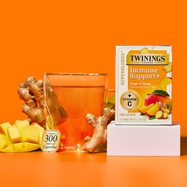 Twinings Superblends Immune Support+ Herbal Tea with Vitamin C, Ginger & Mango Flavoured Green Tea, 16 Tea Bags (Pack of 6), Naturally Caffeine-Free, Enjoy Hot or Iced, 96 Teabags