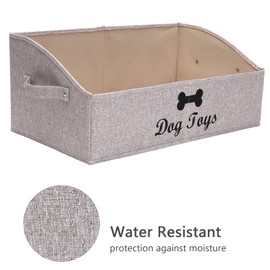 Geyecete Foldable Fabric Trapezoid Organizer Boxes - Collapsible Dog Toy Basket (Light Brown-DOG)