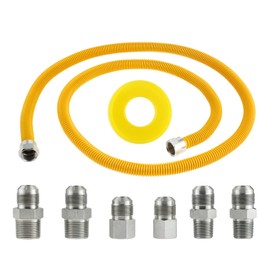 72" Flexible Stainless Steel Gas Line For Dryer, Garage Heaters, Gas Stoves, Water Heater; 5/8" OD (1/2" ID) Gas Flex line with 1/2" FIP X 1/2" MIP X 3/4"MIP, Yellow Coated