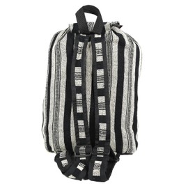 Handwoven Nepalese Two Pocket Cotton Hippy Style Backpacks (Black & White)