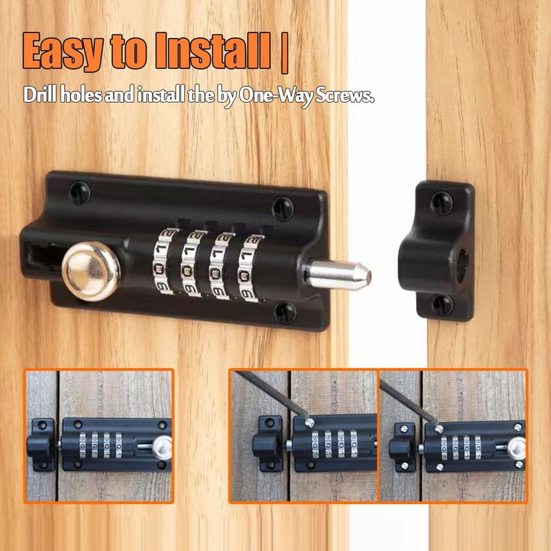 Combination Door Security Slide Latch Lock,Chumiug® High Security Digit Pin