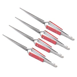 AAProTools 4 PCS Fiber Grip Tweezers Cross Locking 6-1/2" Straight Tip Jewelry & Soldering Tool