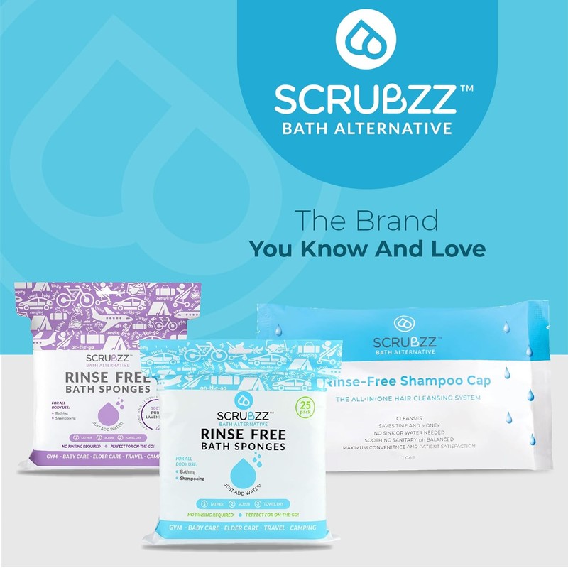 Scrubzz Shampoo Caps No Rinse for Elderly and Bedridden Patients,