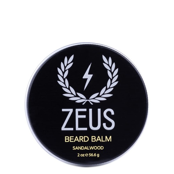 ZEUS Beard Balm, Natural Beeswax & Shea Butter Balm, Softening Conditioner for Facial Hair – MADE IN USA (Sandalwood) 2 oz.