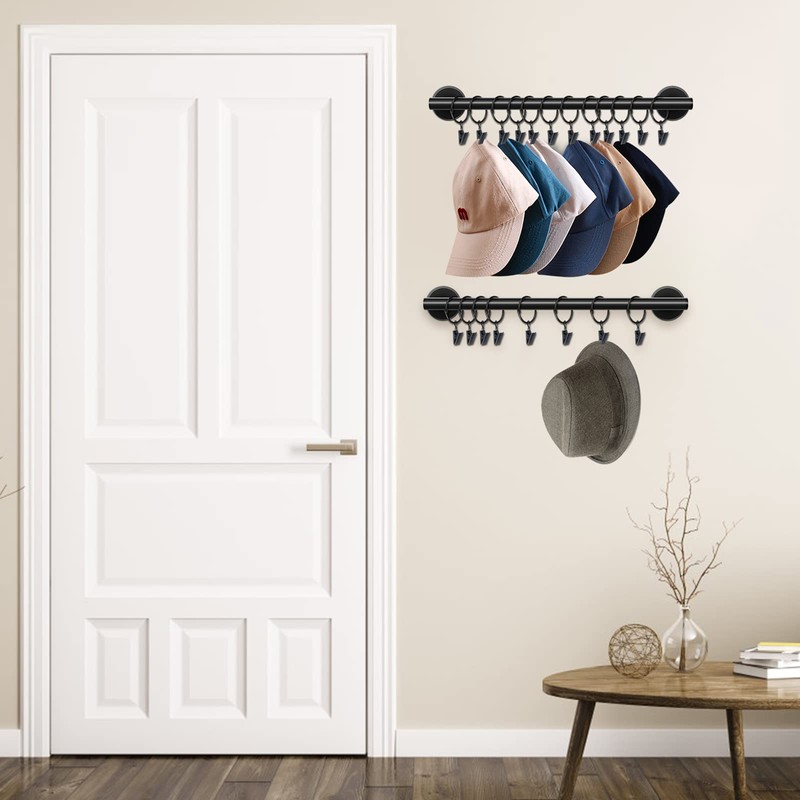 Lunies Hat Rack for Wall with 24 Hooks, Hat Organizer
