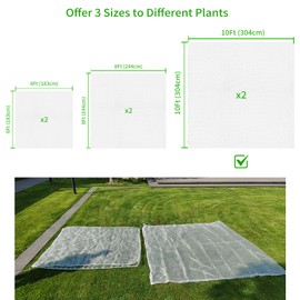 Large 2 Packs Fruit Tree Netting Bags with Zipper and Drawstring, Insect Bird Barrier Netting Plant Covers for Fruit Vegetable Trees, Bushes,Flower in Garden (10 * 10ft)
