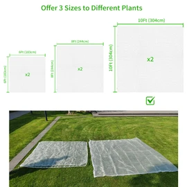 KEOHOLI Large 2 Packs Fruit Tree Netting Bags with Zipper and Drawstring, Insect Bird Barrier Netting Plant Covers for Fruit Vegetable Trees, Bushes,Flower in Garden (10 * 10ft)