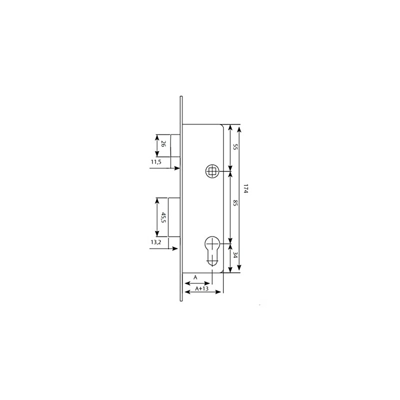 Tesa Assa Abloy 4210305NM 2210 Monopod Lock with Rocker Lever