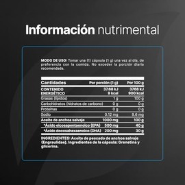Omega 3 Aceite de Anchoa Salvaje con 180 Cápsulas de 1000 mg. Libre de Metales Pesados. Ingredientes Naturales. Omega 3 Platinum B Life.