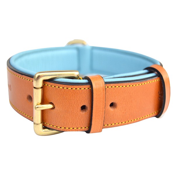 Soft Touch Collars Leather Padded Dog Collar, Extra Large, Tan