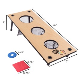 Hey! Play! 2-in-1 Washer Pitch and Beanbag Toss Set – Indoor or Outdoor Wooden Classic Team Backyard and Tailgate Party Games for Kids and Adults - Blue, Red